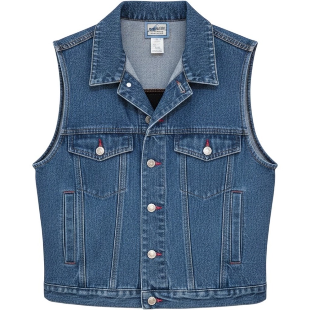 Pendleton Denim Trucker Vest‎ Womens Large Blue Good Southwestern Wool Trim